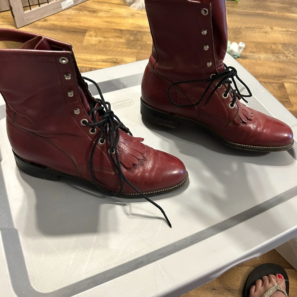 Justin Boots Women's Red Lace Up Boots